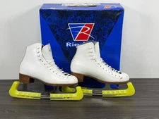 Riedell Ice Skates Figure Skates Model 121 Size 4 Sapphire Blade White EUC!
