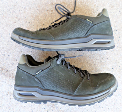 LOWA Locarno GTX Lo Gray Nubuck Leather, Gore Tex Hiking Shoes. Men's 11.5