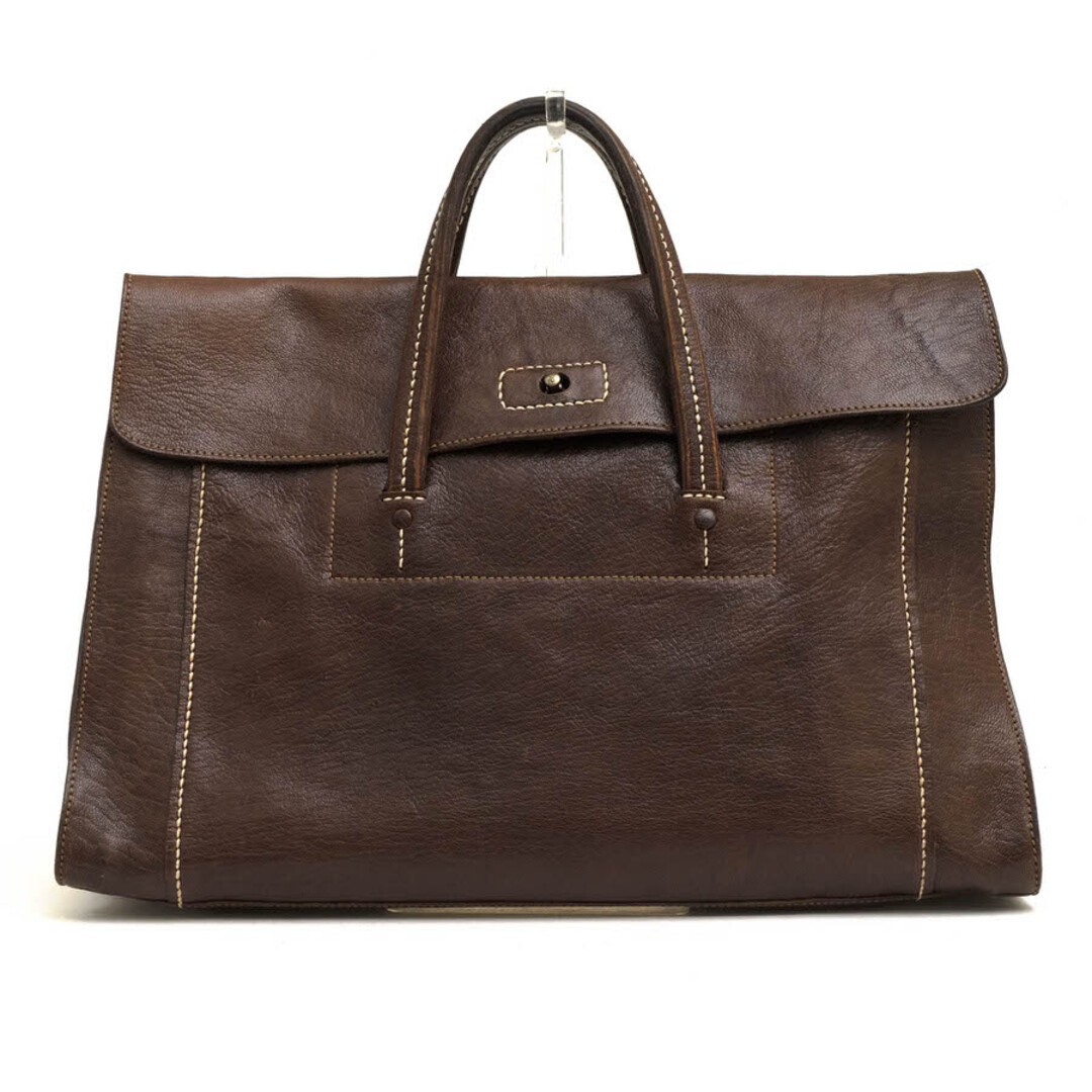 genten bag briefcase business men men's leather dark brown