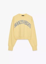ZARA EMBROIDERED TEXT PLUSH SWEATSHIRT YELLOW  4174/113/300
