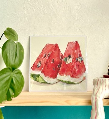 Watermelon Surreal Kitchen Art Print   Modern Food Illustration   21x21 cm