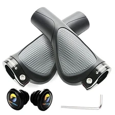Ergonomic Bike Grips - Widen Holding Rubber Grips Comfort Big Area(Black&Grey)