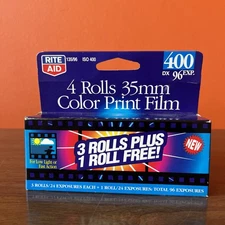 Lot of (4) Rolls Rite Aid 35mm Film - ISO 400 24 Exposures 96 Total • exp06/2004