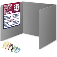 22-Pack Desk Dividers for Students - Waterproof  Durable Plastic Divider, Grey