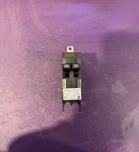 Siemens B2020 20/20 Amp 1-Pole Duplex Tandem Bolt-On Circuit Breaker BT ...