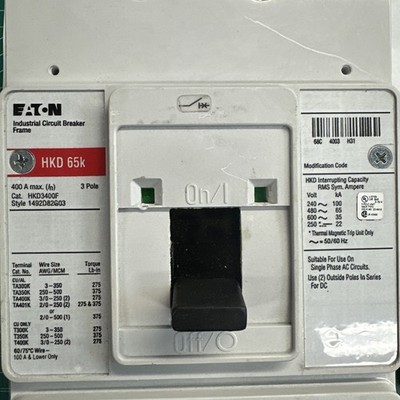 Eaton HKD3400 Molded Case Circuit Breaker 400A, 3-Phase, 600V New In Box