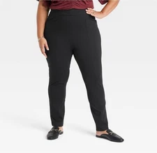 NWT Ava & Viv sz XXL Black High Waisted Ponte Pullon Skinny slim Pants dress L91