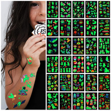 400 Pcs Luminous Temporary Tattoo Stickers, Mixed Styles, Glow in the Dark, 30 S