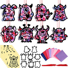32 Sets Valentine'S Day Monster Suncatcher Craft Kit, DIY Stained Glass Window A