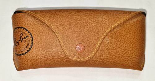 Ray Ban Brown Leather Sunglasses Glasses Hard Case Snap Close