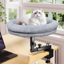 Large Cat Desk Bed, 360 Rotating  Adjustable Shelf, 18" Thickening Cat Bed f...