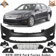 Front Bumper Cover Paintable Fog Lights Assembly Kit For 2010-2012 Ford Fusion