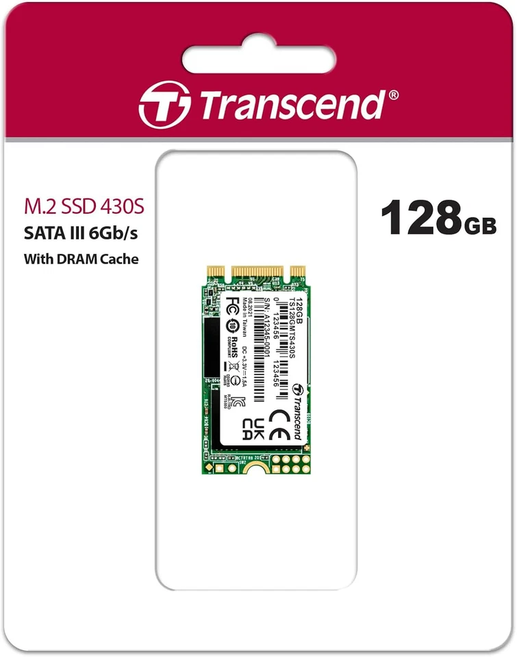 Transcend 128GB M.2 2242 SATA III SSD with Dram Cache, up to 560Mb/S, Compatible - Image 2 of 4