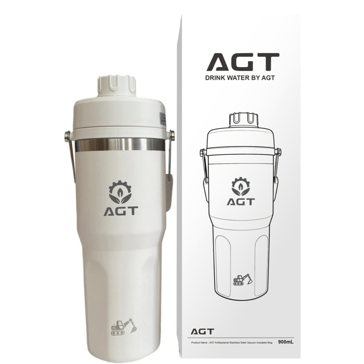 AGT Insulated Tumbler 900ML Stainless Steel Water Bottles Travel Mug With Handle