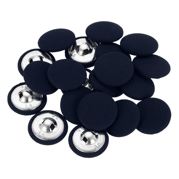 20 StüCk Stoffbezogene KnöPfe, 23Mm 36L Metallstiel, FüR Navy Blau-image