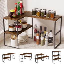 Countertop Organizer Corner Shelf, 2-Tier Adjustable Stackable Corner Shelves fo