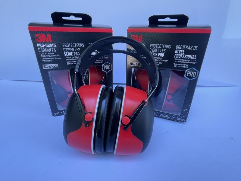 SET OF THREE  3M Pro-Grade Black/Red  30dB Noise-Reducing Earmuffs