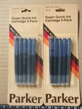 2 Parker NOS Blue Washable Super Quink Ink Cartridge Refills FOUNTAIN PEN Sealed