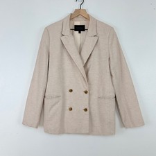 Banana Republic Double Breasted Linen Blend Blazer Size 14 Flax Relaxed Fit