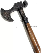 Set of 2 Viking Style Wooden Walking Cane with Nautical Handle