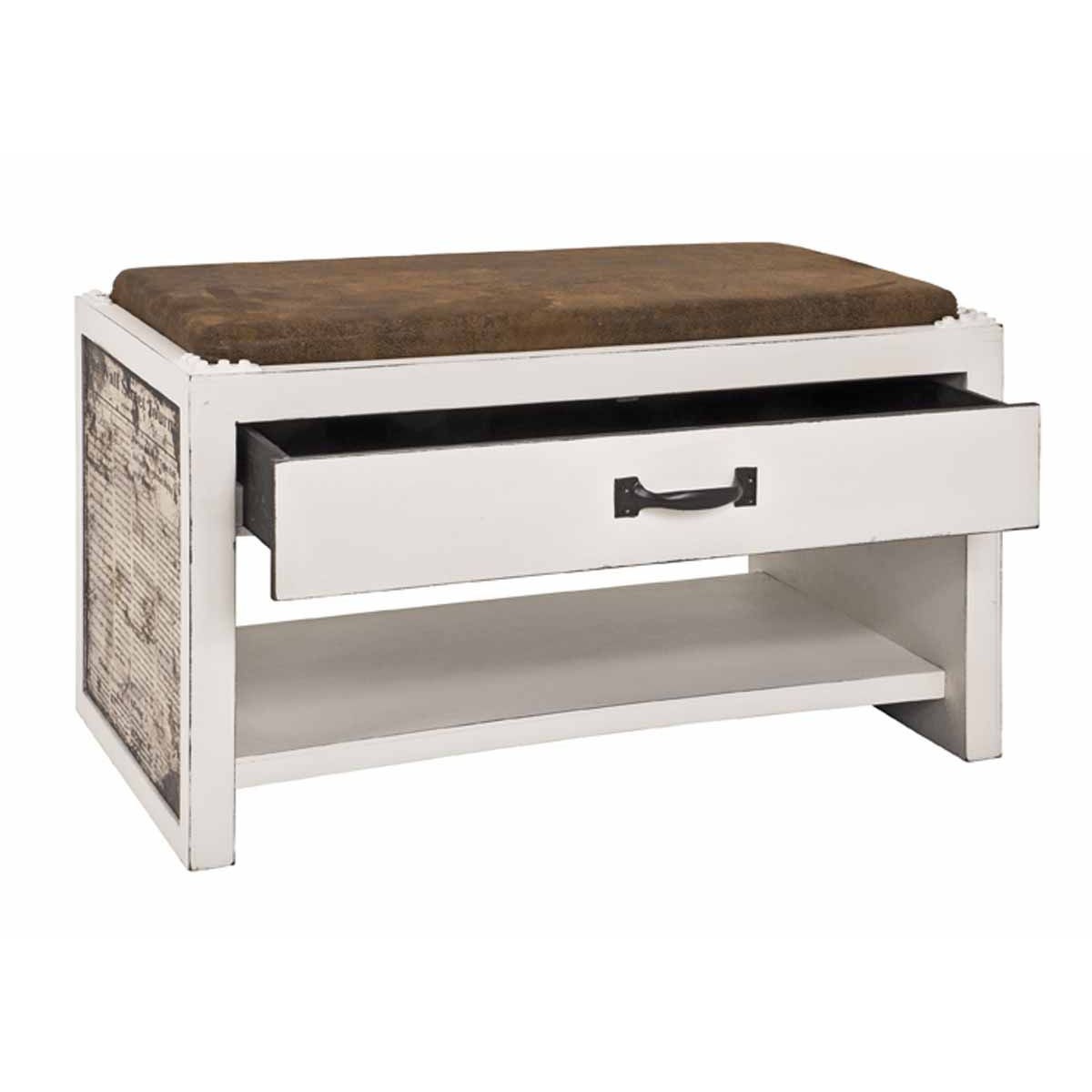 Banc range-chaussures Wall Street 72cm blanc petit espace entree - 2