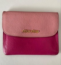 Miu Miu Leather Card Case Pink Business Card Holder Wallet