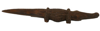 VINTAGE TRIBAL HAND CARVED TIMBER WOODEN CROCODILE SCULPTURAL FIGURINE