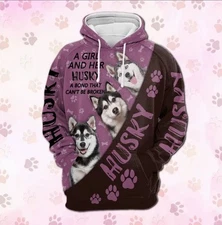 Husky A Girl And Her Dog 3D HOODIE Halloween Gift Best Price Christmas Gift