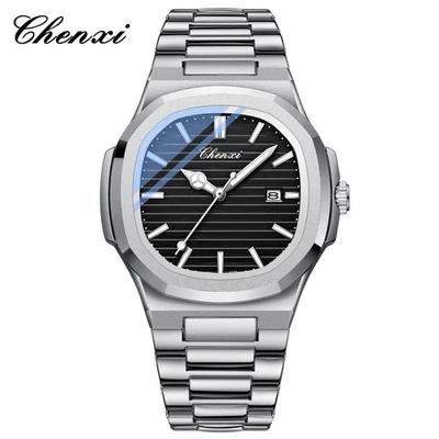CHENXI Men's Luminous Waterproof Calendar Business Stainless Steel
