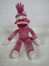 10" Circo Pink Red Stripe Sock Monkey Plush Stuffed Animal Adventure Lovey Toy