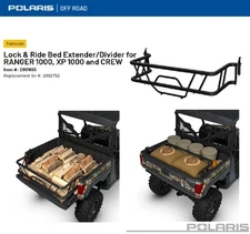 Polaris OEM Ranger 1000 XP/Crew Lock&Ride Bed Extender/Divider- 2882752