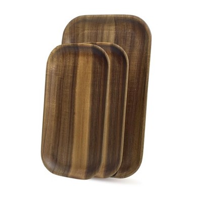 MinBoo Wooden Acacia Plates set of 3, 9-6Inch Wood Acacia Serving Trays, Farm...
