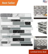 Moisture Resistant 12"x12" Marble Grey Backsplash Tiles - DIY Transformation