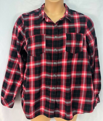 Sonoma Womens Shirt XL Red/Black Plaid 