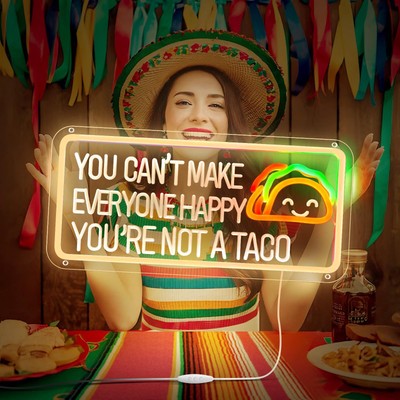Not A Taco LED Sign Dimmable Office & Kitchen Decor Inspirational Gift