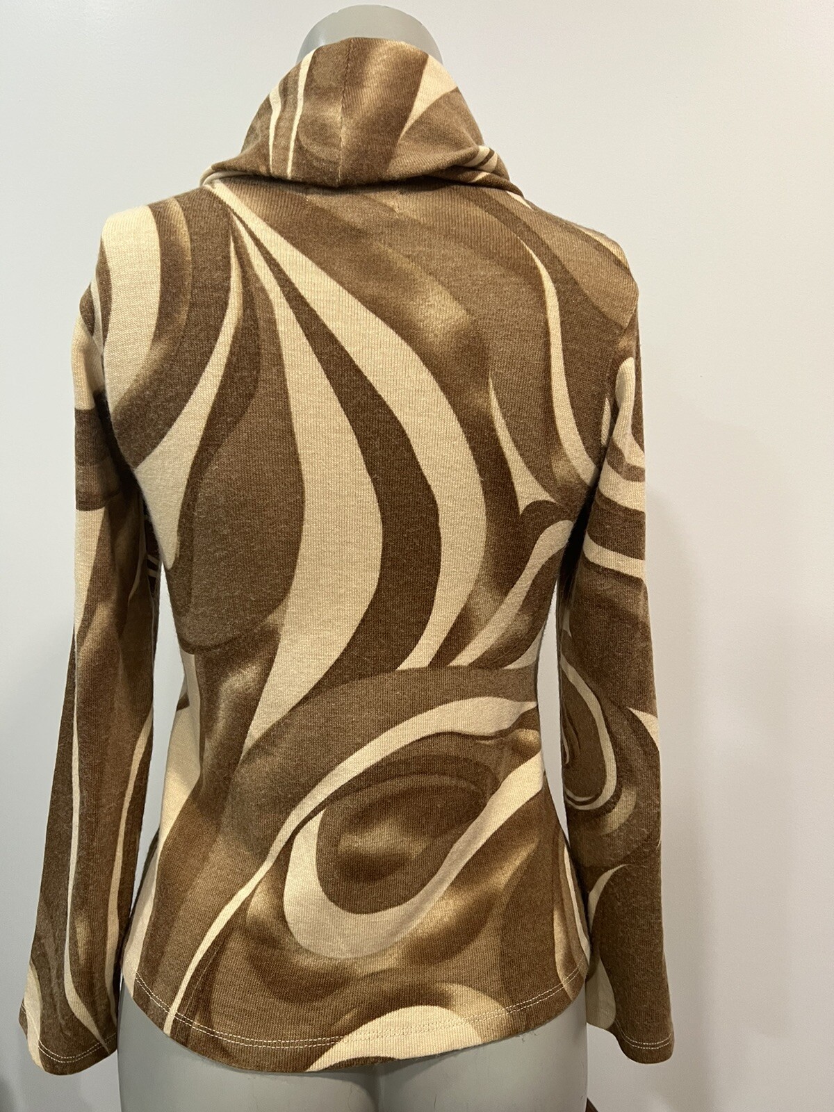 SAINT LAURENT Maglione collo alto Yves StLaurent in bellissime tonalità di marrone e crema.30 S