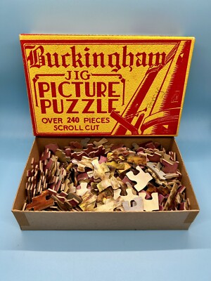 1930 s Buckingham Jig Picture Puzzle Over 240 Scroll Cut The Old Meadow