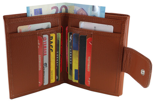 BILLETERO COMPACTO EN CUERO PARA MUJER -PIEL DE UBRIQUE-