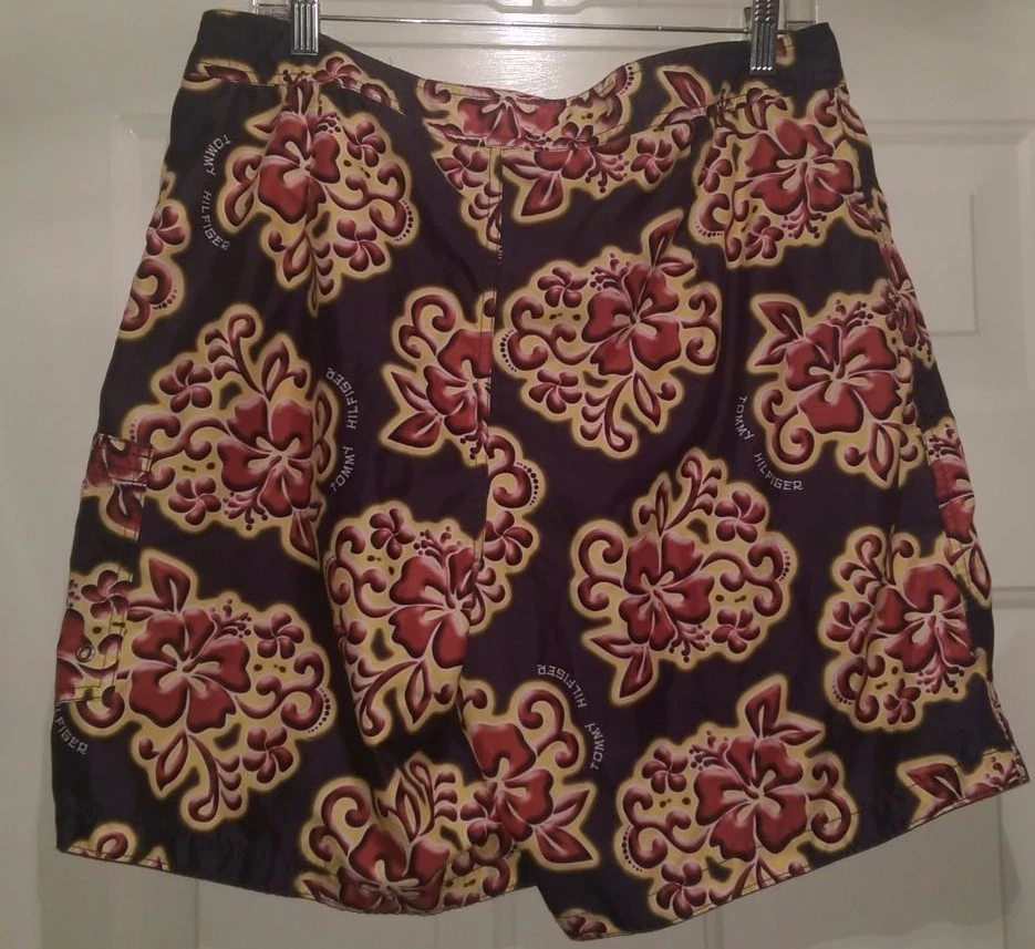 Tommy Hilfiger Hombre Bañador Pantalones Cortos Talla L Grande Multicolor Hawaiano Floral Foto 3 de 3