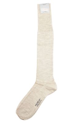 FALKE No.6 men's stockings 41 42 beige sand marl 4650 wool silk wool silk