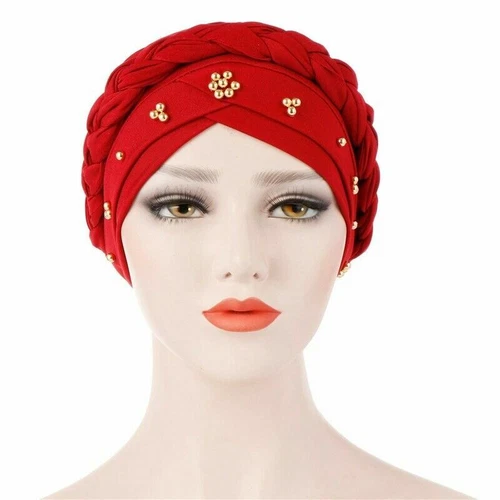 Women Ladies Hair Braid Loss Hat Wrap Cancer Chemo Cap Muslim Head Scarf Turban - Picture 34 of 58
