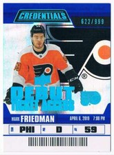 2019-20 CREDENTIALS DEBUT TICKET ACCESS BLUE MARK FRIEDMAN ROOKIE 622/999