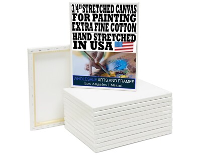 0.75'' Extra Fine Cotton Artist Stretched Canvas. Many Sizes Bulk Discounts.