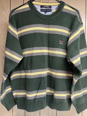 Tommy Hilfiger Striped Long Sleeve Sweater Mens Sz XL 90 s Style EUC Cotton