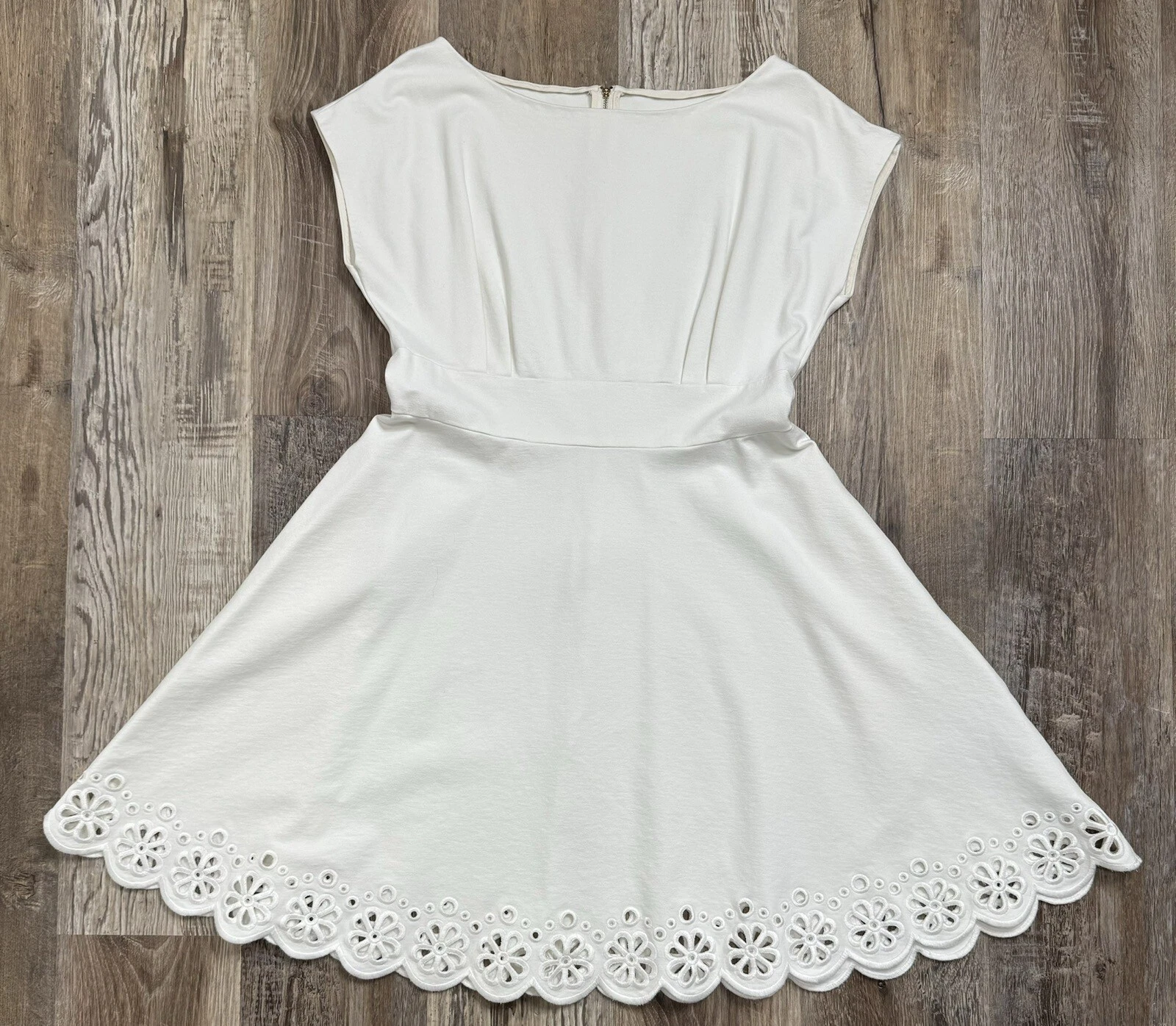 Abito Kate Spade Bianco Ponte Fiorella Occhiello Orlo X large Collo Barca