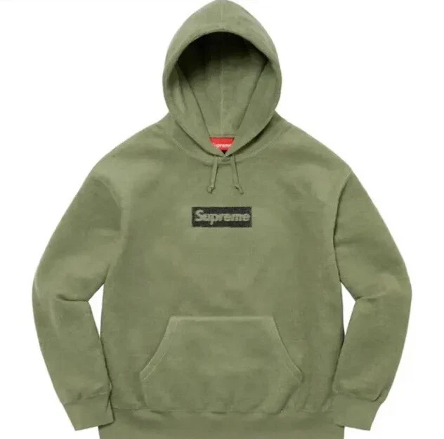 Sweat à capuche logo boîte intérieure à capuche   vert   petit   EN MAIN