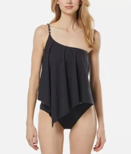 Michael Michael Kors Womens Chain-Trim One-Shoulder Tankini Top, Medium 13623