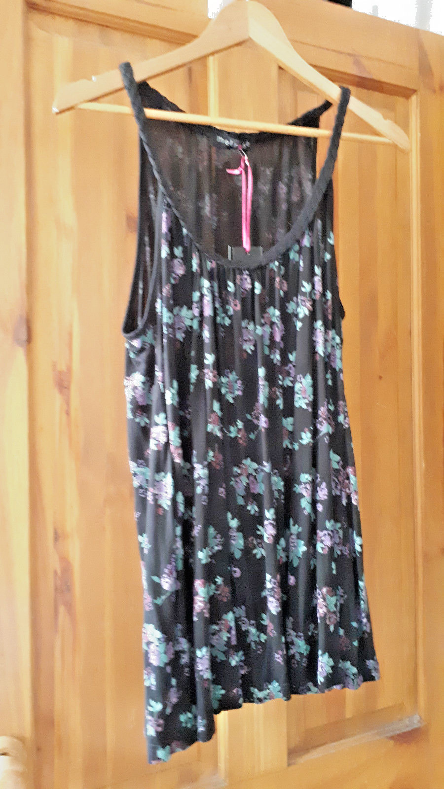 Pretty black floral ethnic hippie boho festival sun top camisole 20 Melrose
