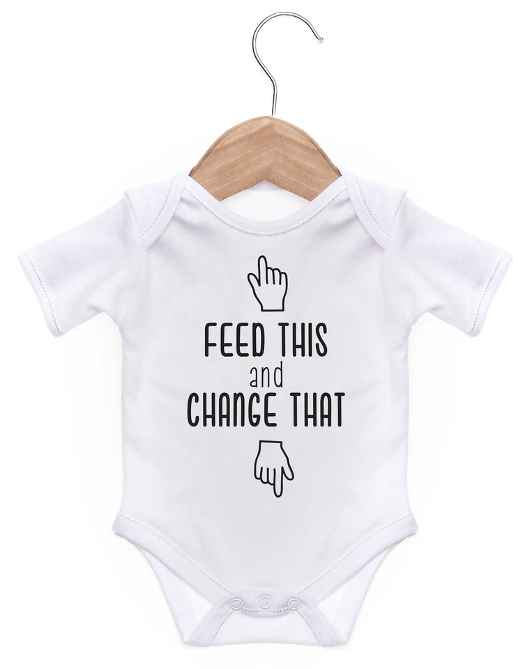 ART HUSTLE Feed This Change That kurzärmeliger Body/Baby Grow für Baby Junge oder Mädchen