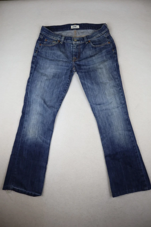 UNCHARTED TERRITORY MUJER LAVADO MEDIO DESGASTADO BOTA CORTE JEANS TALLA 27 CORTO Foto 2 de 4